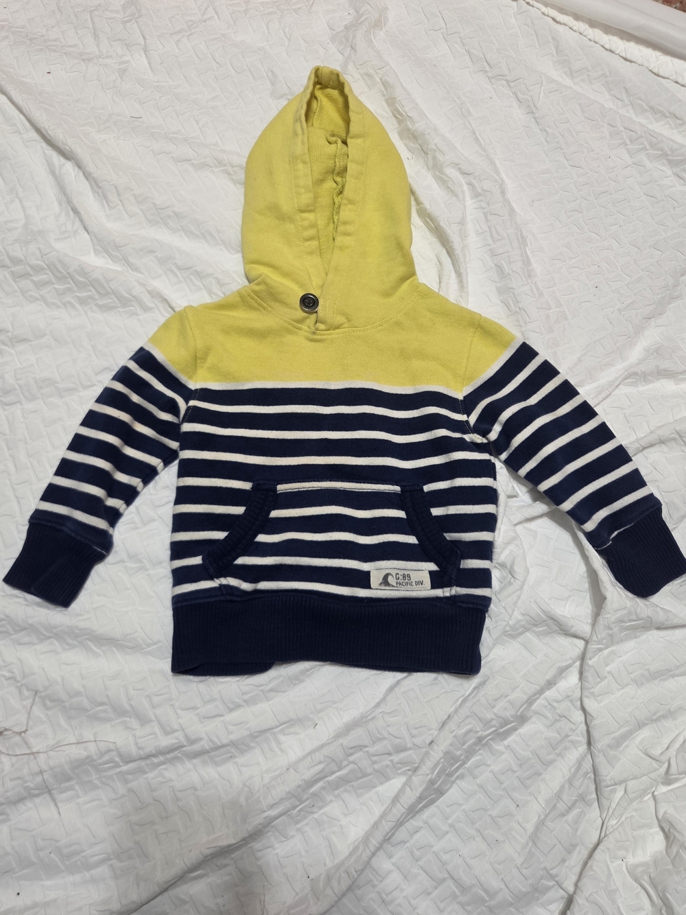 Baby GAP Yellow Hooded Striped Pullover And Jeans 18 Months Bg18m-Fw1